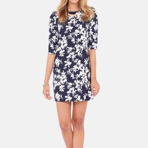 Blossoming Branches Navy Blue Floral Print Dress